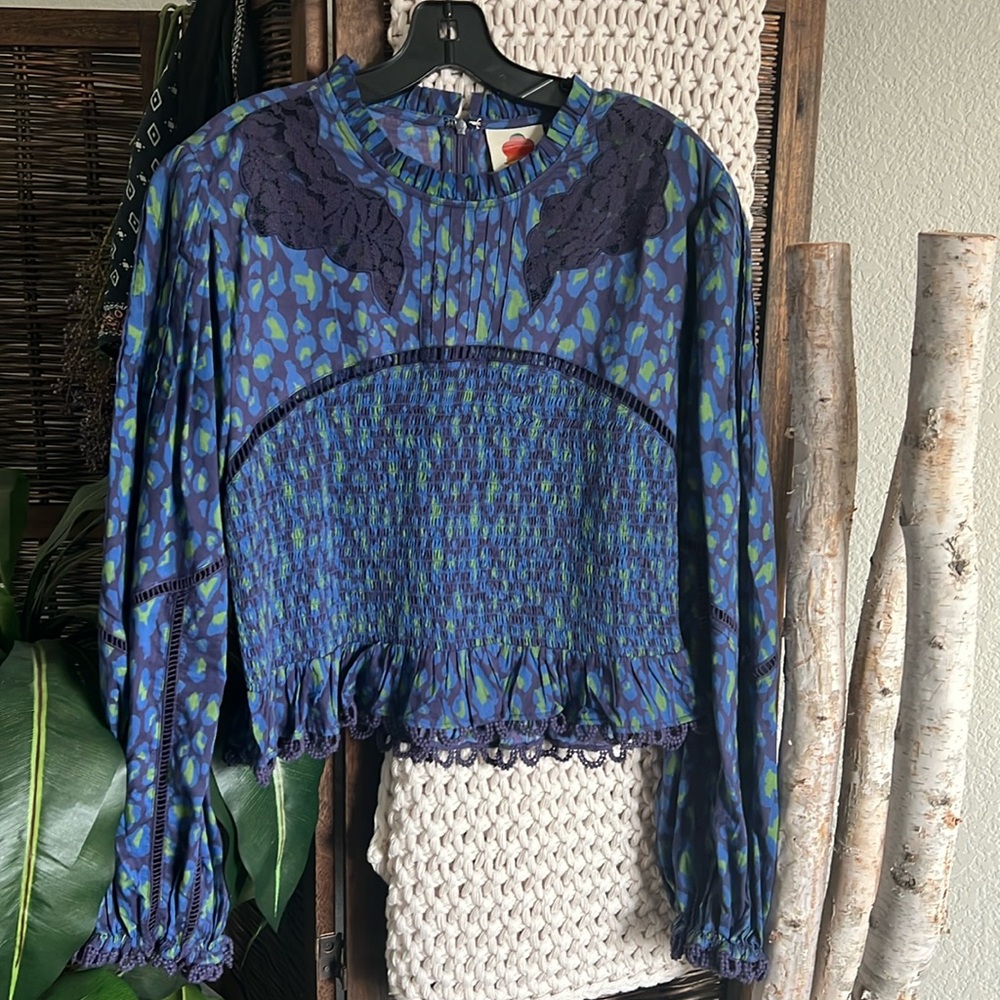 Farm Rio-Blue/Green Print Top